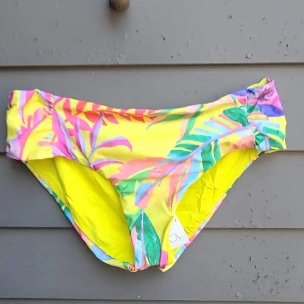 BECCA Yellow Multi Color Bikini Bottom Size OX (14-16) NWT!
